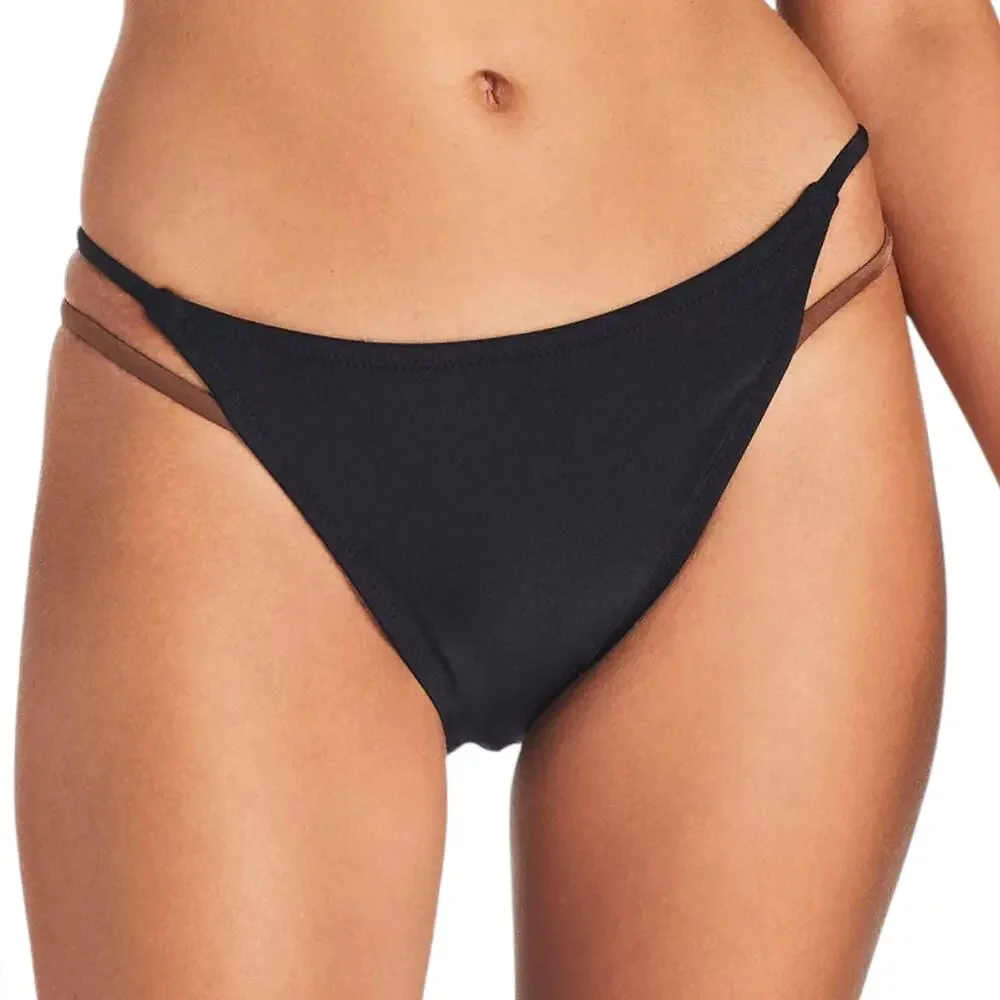 Sanctuary Women’s Twice As Nice Strappy Bikini Swimsuit Bottom Black Tan Size L